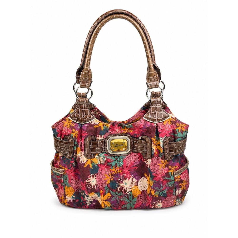 Rosetti Vintage Y2K Floral Multicolor Slouchy Hobo Shoulder Bag Purse